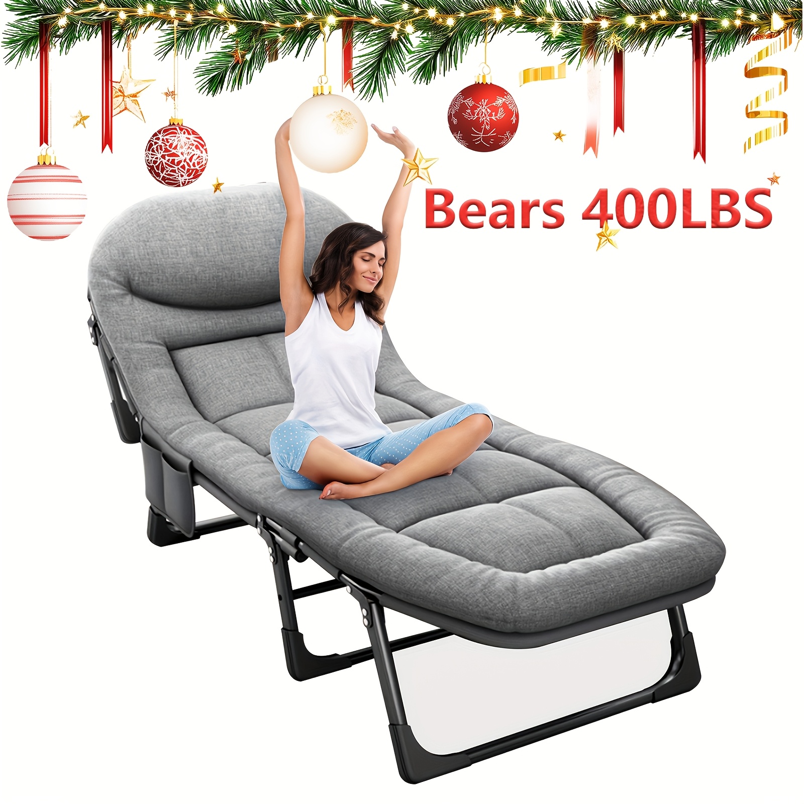 

Home Office , 6 Adjustable Headrest Height, Supports 550 Lbs., Portable Folding Bed With Mattress And Pillow, Heavy Duty Sturdy Frame