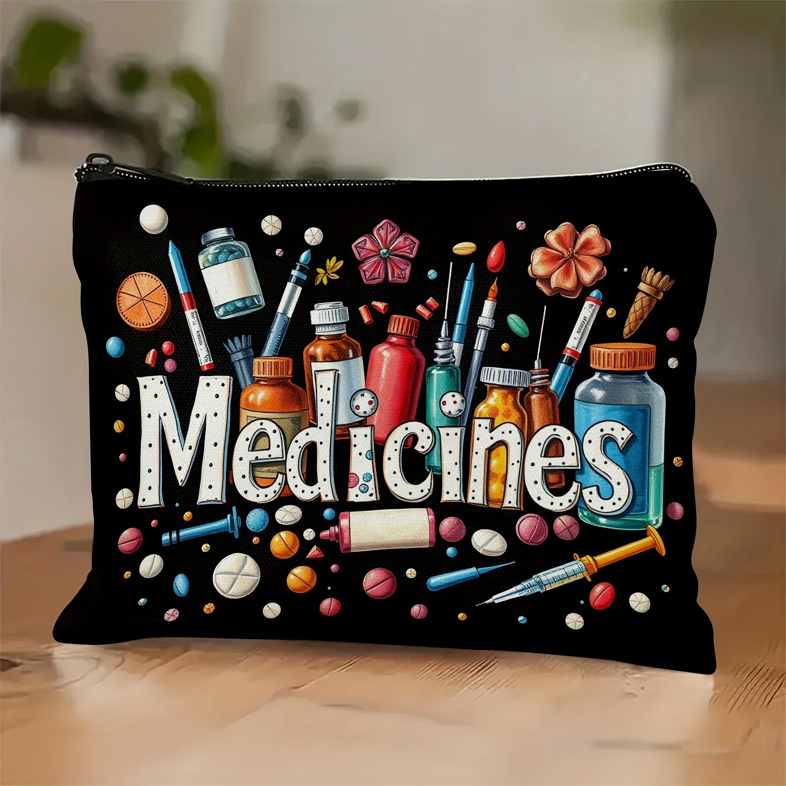 E-shop Modische Kosmetiktasche im Arzneiform-Design, strapazierfähige, farbechte Kosmetiktasche mit Reißverschluss, tragbare