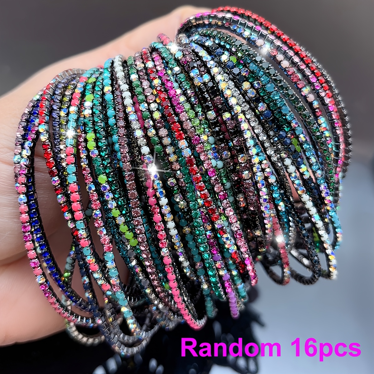 Ultra-Thin Multicolor Stackable Rhinestone Tennis Bracelet
