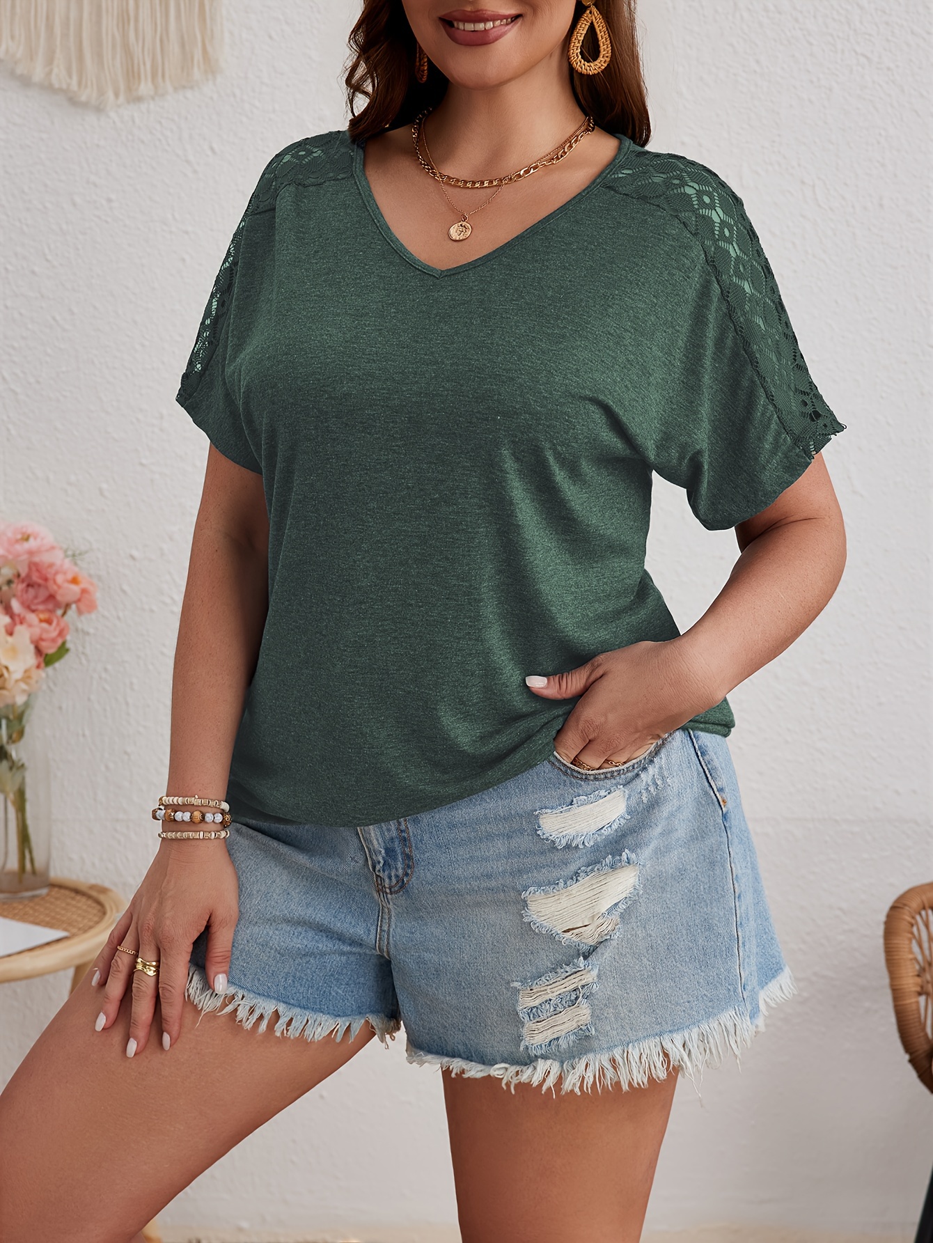 Plus Size, Plus Size Women's Ruched Batwing Sleeve T-Shirt