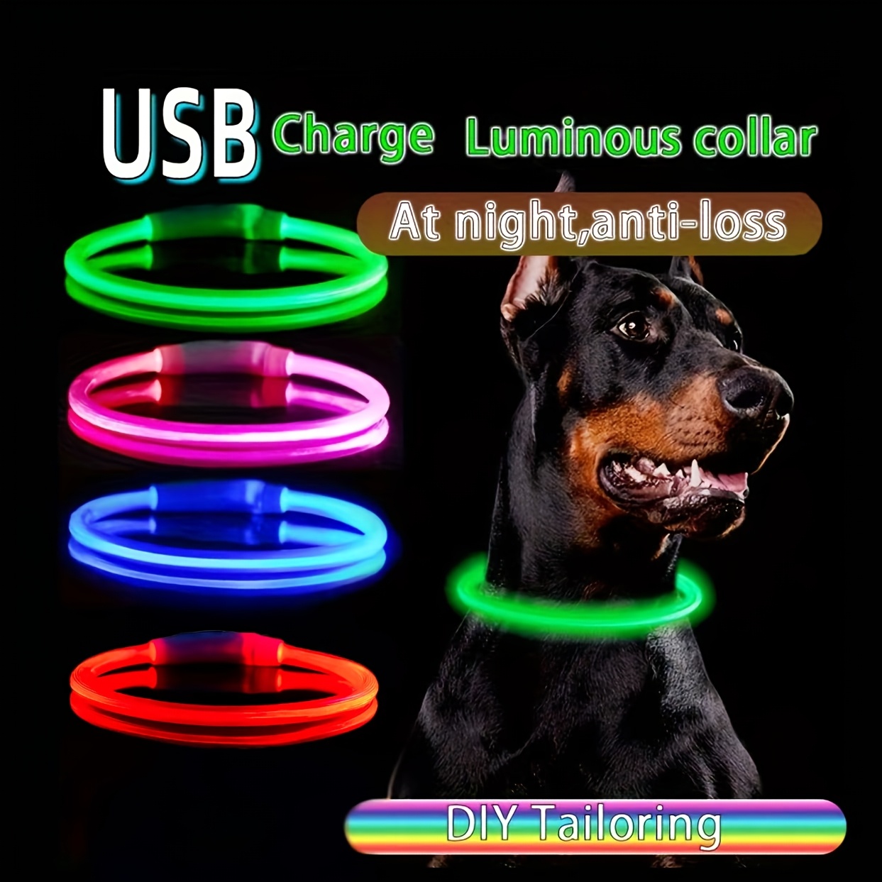 led light collar luminous anti   collar usb rechargeable abs material lithium polymer battery 0