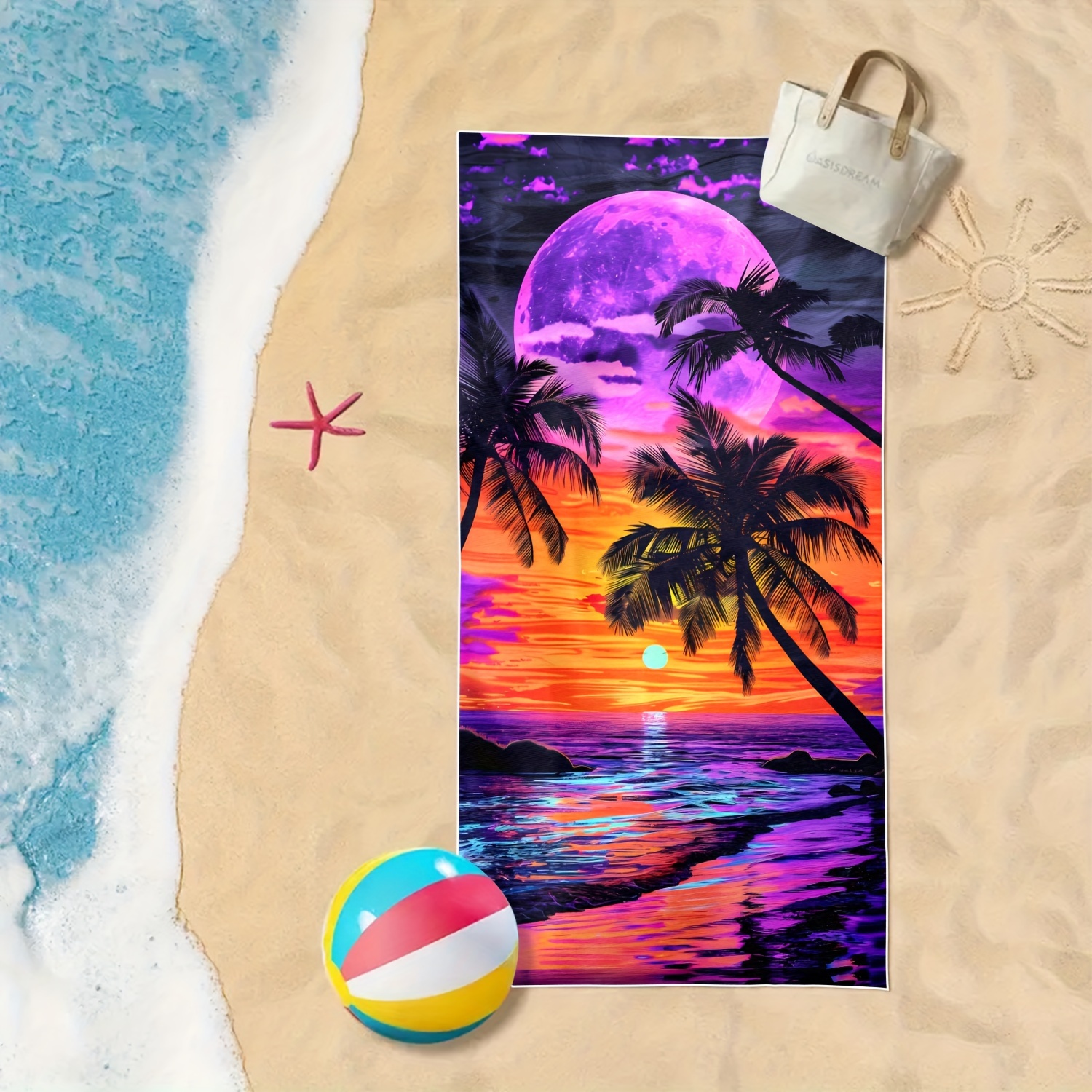 TEMU 1pc Outdoor Rug & Beach Towel - Super Absorbent Quick-dry Polyester Mat With Vibrant For Pool, Yoga, Camping, Travel, Bathroom Accessories, Yoga