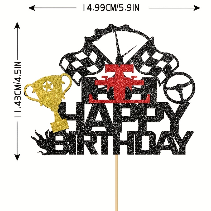 1pc Party Pack/happy Birthday Cake Decoration/racing Birthday Cake Decoration/quick Birthday/adult Birthday Party Decoration (racing)