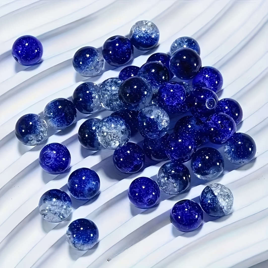 TEMU 147pcs 8mm Navy Blue Cracked Beads, Acrylic Beads, Additions, Pendants, Decorative Beads, Holiday Gifts, Parties