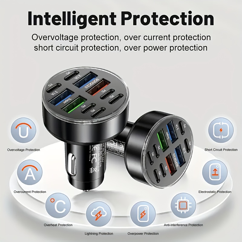 3 stuks 40W Ultra-Snelle Mobiele Telefoon Oplader, Intelligente Voltage Detectie Digitaal Display, Geschikt voor USB en Type-C, Auto Oplader Adapter, Auto Oplader, Auto Accessoires, Auto Auto Accessoires, Mobiele Telefoon Oplader