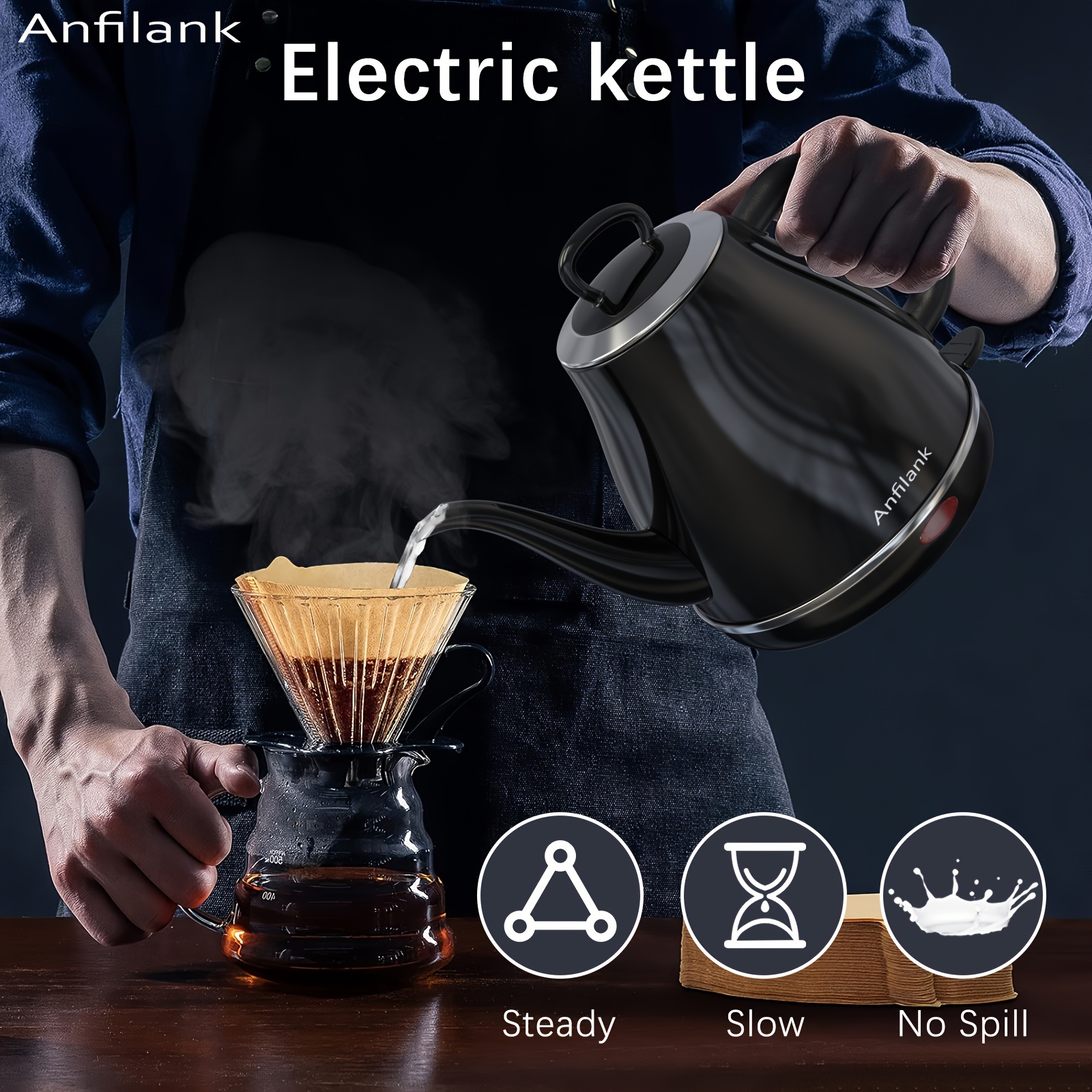 

Anfilank Electric Kettle, 1l Electric Kettle With Automatic Shut-off - Hot Water Anytime, Fast Boiling, Small Size, Home Use (black)