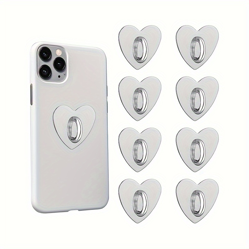 

10pcs Heart-shaped Metal Phone Ring Holders With Adhesive Backing - , Easy-to-apply Grip For Smartphones & Tablets, Mobile Phone Ring Bracket, , Heart-shaped,