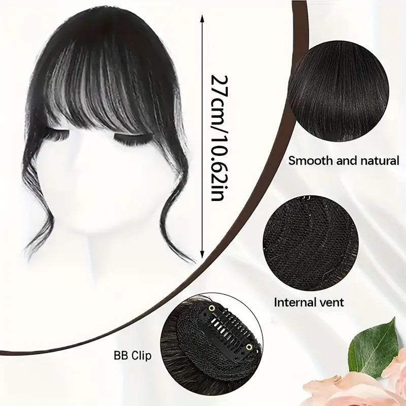 1pc womens elegant clip in bangs hairpiece loose wavy synthetic hair extensions with cap natural look for styles black dark brown light brown styling elegant hair accessory synthetic hairpiece hair accessories details 0