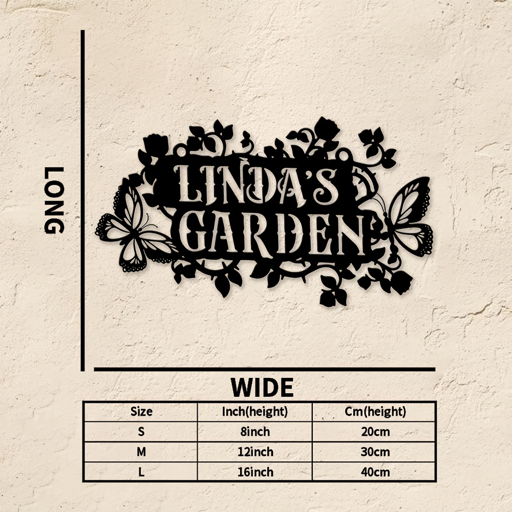 TEMU 2d Flat, [2d Flat] 1pc Custom Garden Sign, Personalized Metal Wall Art With And Rose , Suitable For Indoor And Outdoor Garden And Courtyard