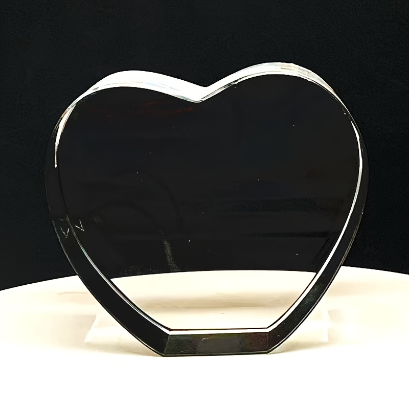 TEMU Custom Laser-engraved Heart-shaped Crystal Photo Frame - Personalized Glass Home Decor With 2d/3d Options, Contemporary Gift For Mother's Day,