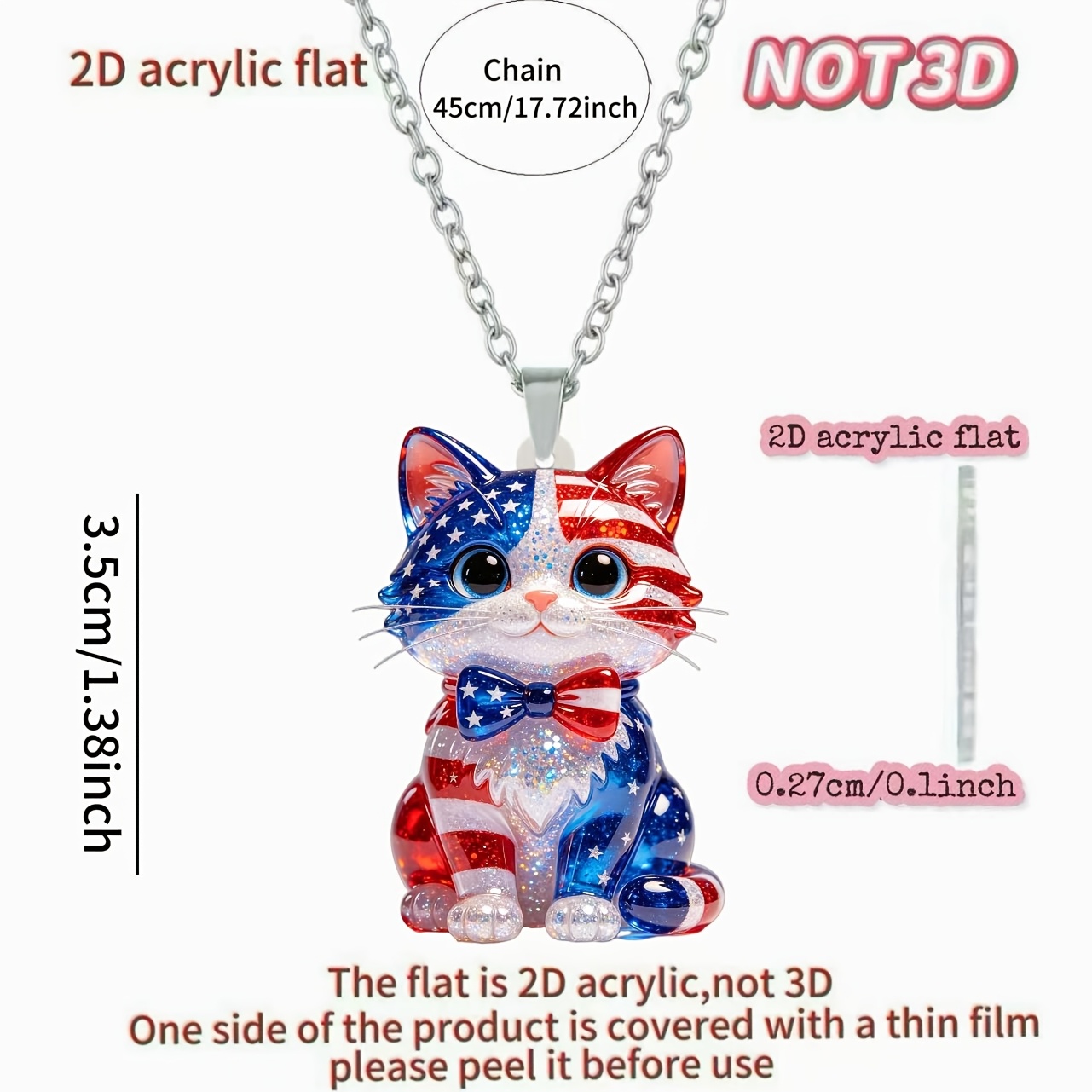 Kitten Love Heart Pendant Necklace, Unisex Gift