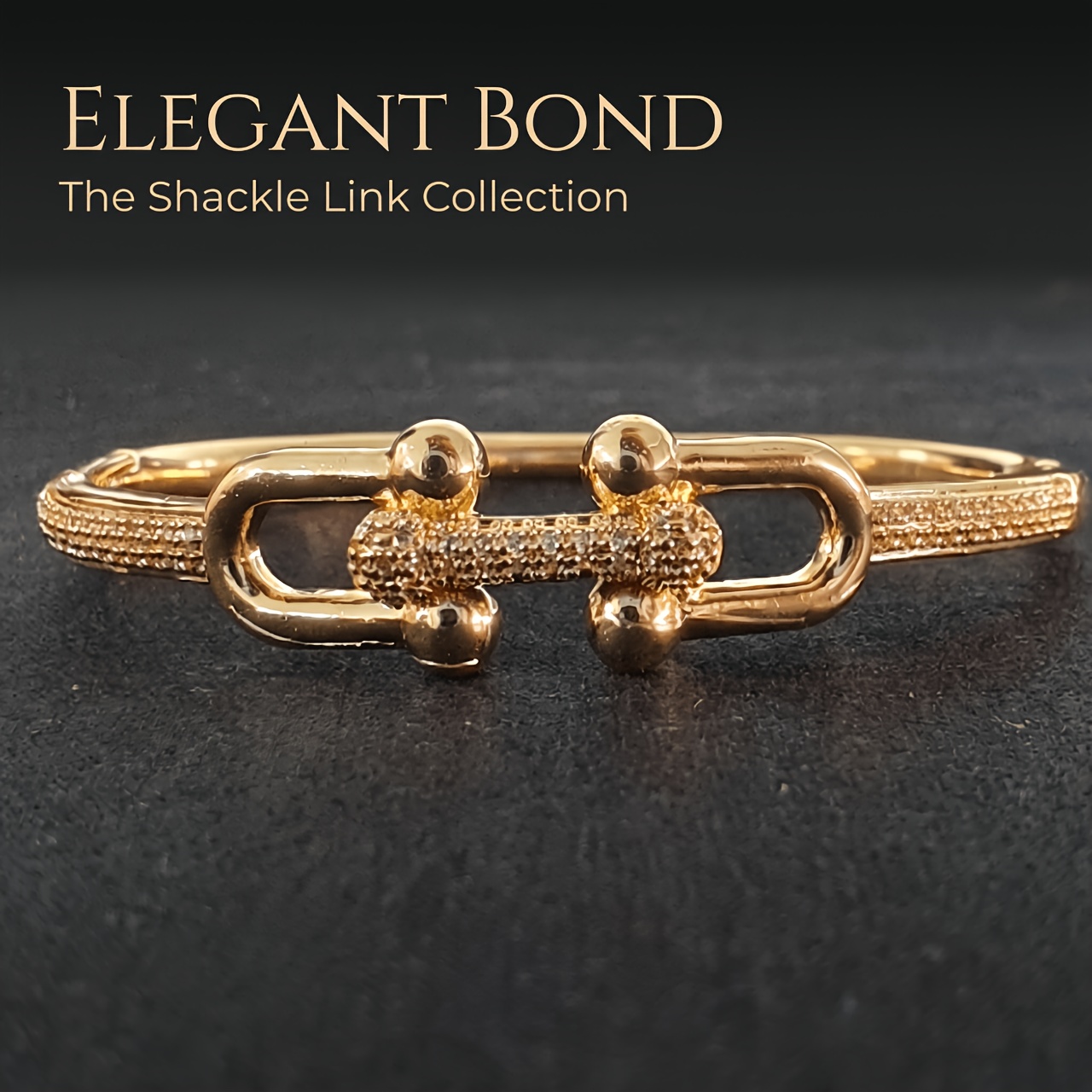 TEMU Bracelet nouveau style à fermoir en à barre de verrouillage avec synthétique, finition dorée. à double boucle en , élégant et , bijou polyvalent