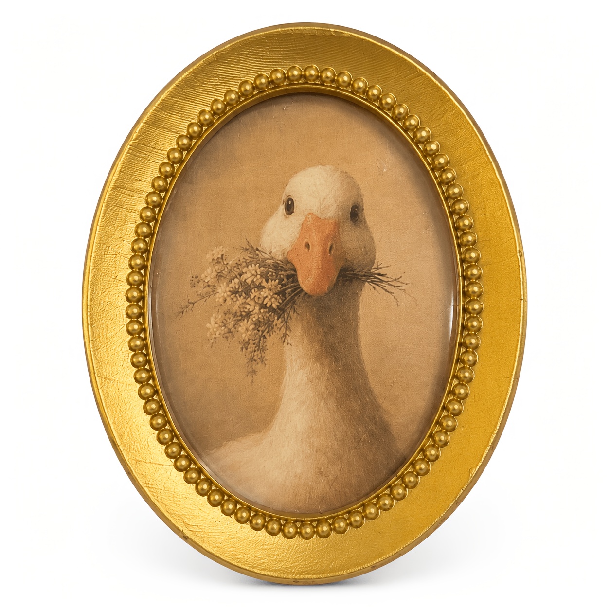 TEMU Retro Golden Oval Resin Photo Frame, Baroque Style, Countryside Pastoral Vibe, Holding Flower Decorative Painting, Animal Art Frame, Wall Decor