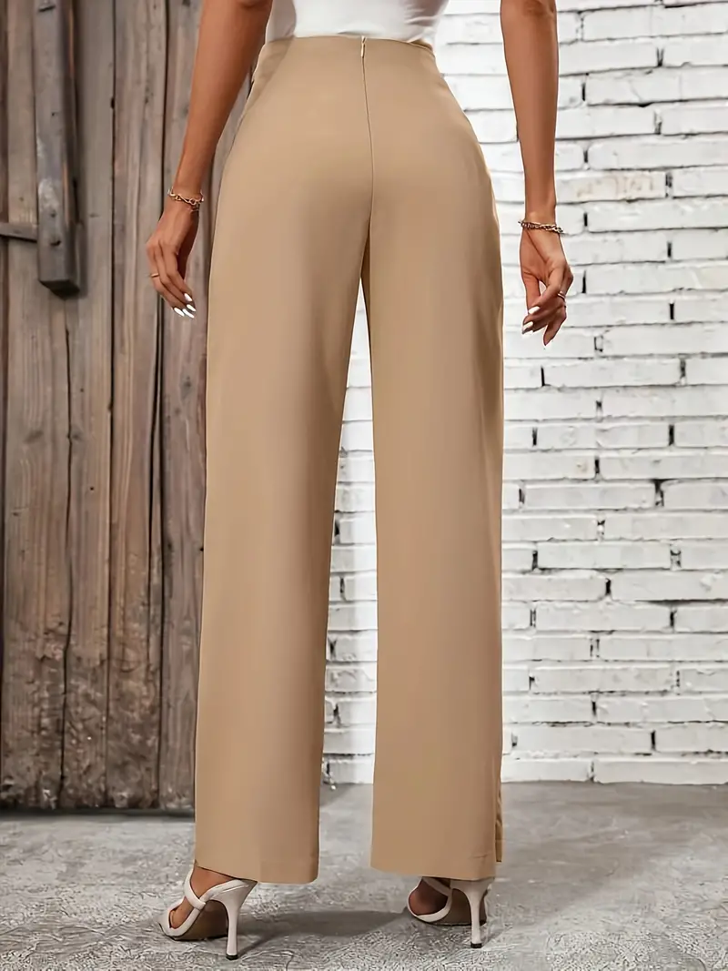 Pantalones Talle Alto Lazo Lateral Color Sólido Elegantes - Temu Mexico