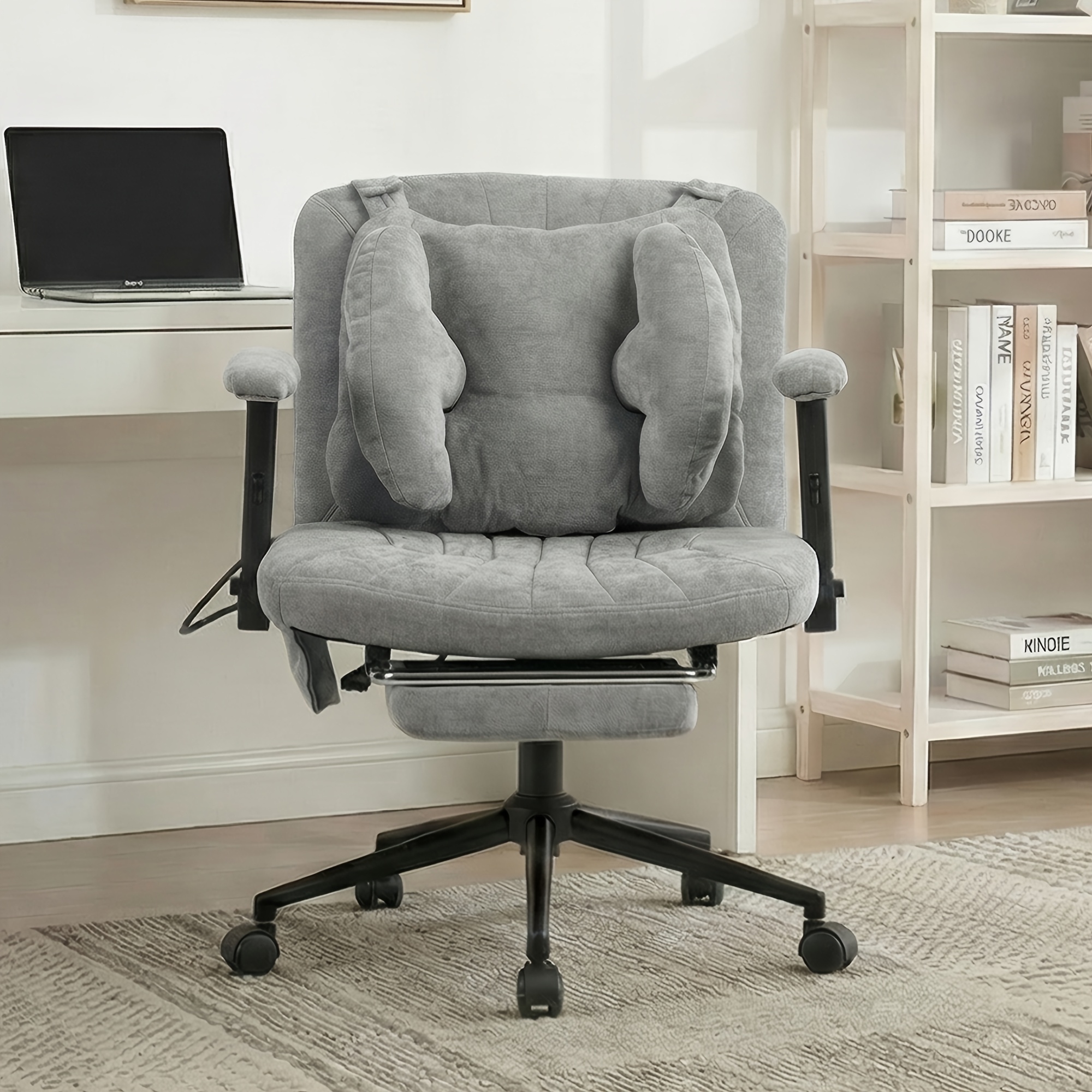 Image of Ergonomic Leisure Chair With Adjustable Rotating Armrests, Foot Pedals, Lumbar Support With Airbag, Suitable For Study, Living Room, And Makeup Area