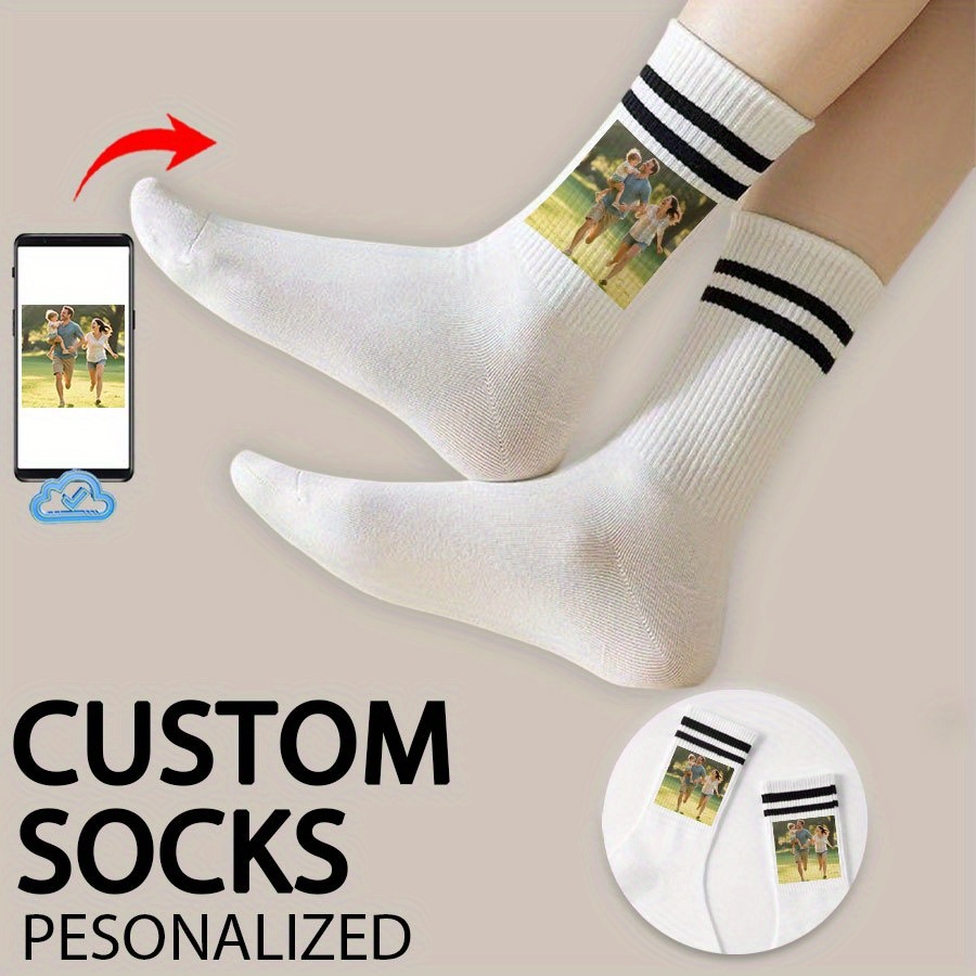 A Set Of Men's Personalized Couple Socks Featuring Designs, Ideal Presents For Valentine's Day, Birthdays, And Other , Romantic Gift Socks | Personalized Photo Socks | Long-lasting Knitted Socks