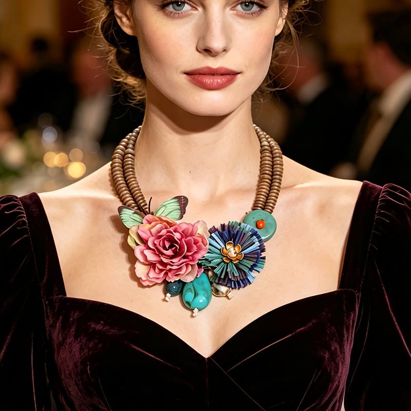 Bohemian Floral Butterfly Heavy Chain Necklace