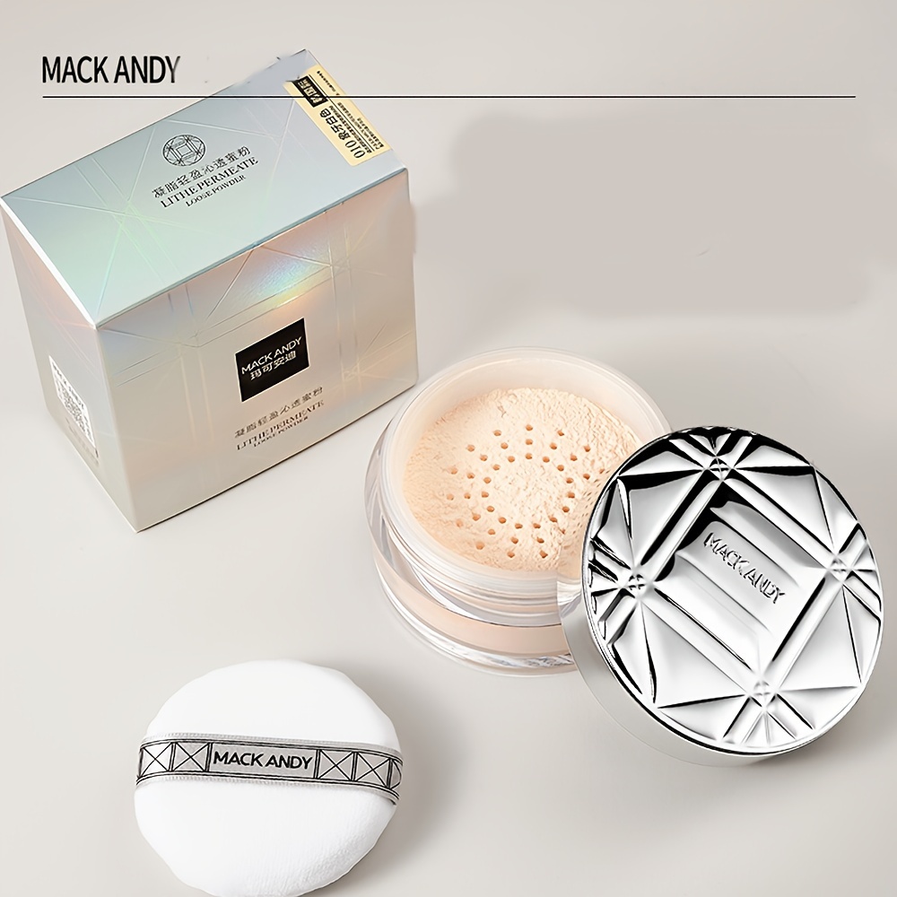 MACK ANDY Large Capacity Setting Powder, 24g Ivory/Natural/Rose Finishing Powder, Lightweight, Waterproof, Long-Lasting, Oil-Control, Fine Texture, Suitable For All Skin Tones