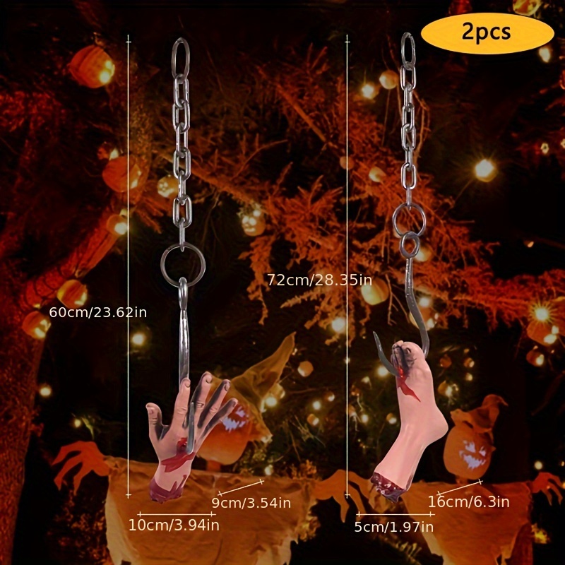2pcs Halloween Haunted House Decor - Iron Chain Hooks For , Perfect For Spooky Yard Scenes Christmas, Halloween