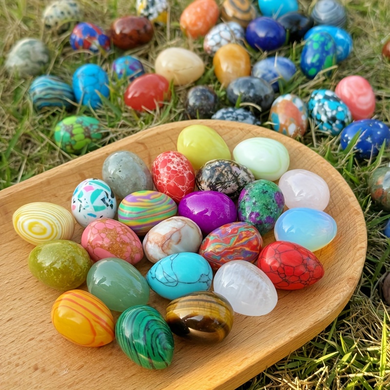 

20-piece Natural Crystal Worry Stones Set - Polished Gemstone Eggs For Meditation, Chakra Balance & - Perfect Easter Decorations (assorted)