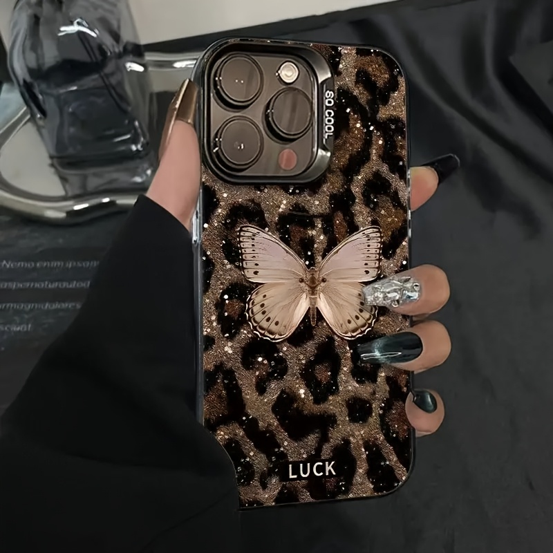 Leopard Print Butterfly: Vitality Shell Lens Half Cover Suitable for Apple Series Iphone 14 Pro Phone Case, Apple 13 Protective Case, Compatible with Iphone 15 Plus Phone Case, 14 Pro Max Apple 13 Protective Case, 12 Head Suitable for Apple 14 Phone Case, Protective Case 13 Soft Shell, 12 Apple 15 Pro Max Phone Case, 16 Series.