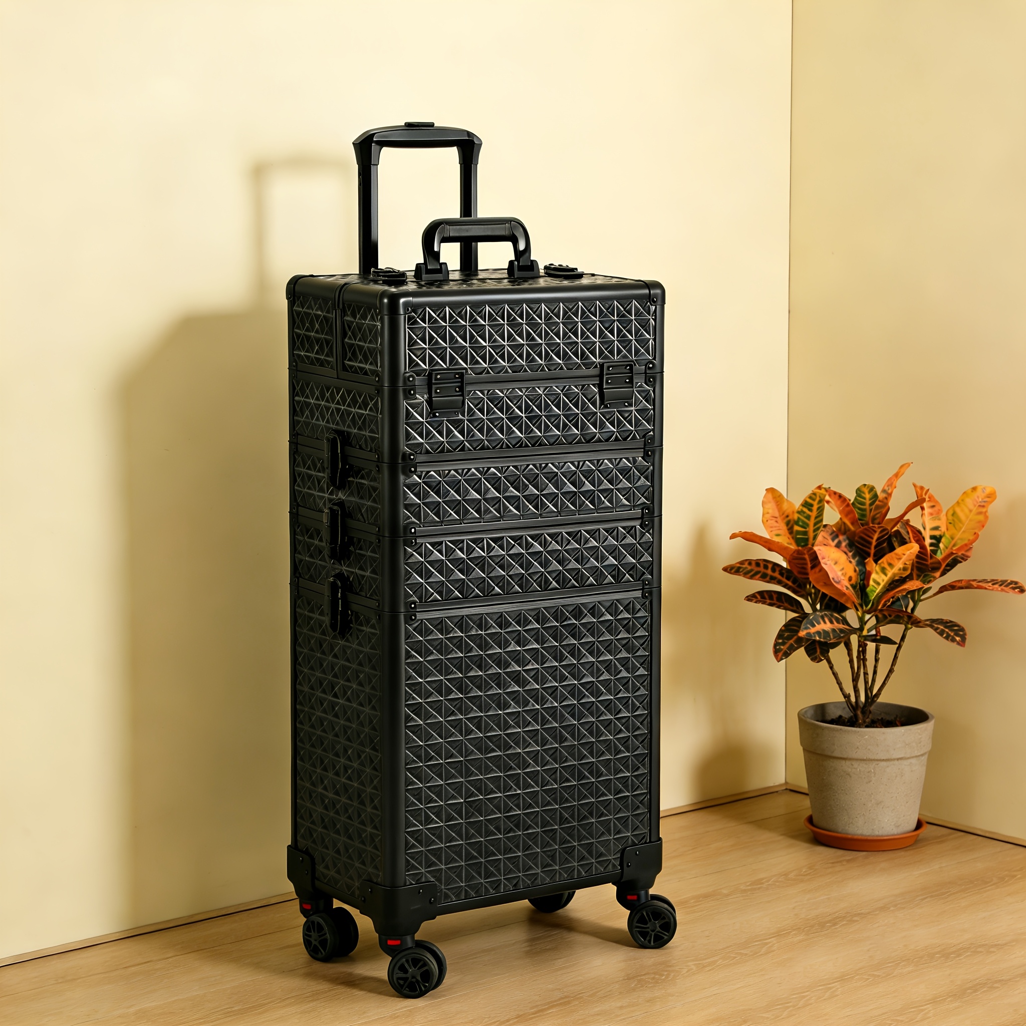 Makeup Box On Wheels, 4-in-1 Large Cosmetic Storage Box