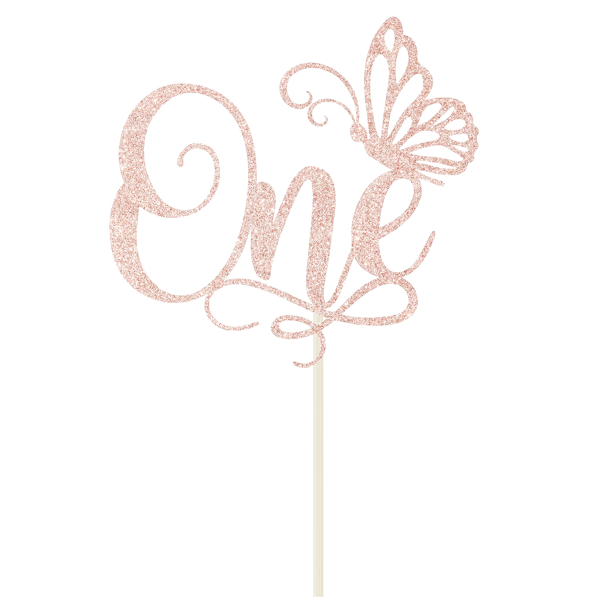 1pc Rose Golden Glitter 1 Cake Topper, Happy 1st Birthday/cheers To 1 Year, Spring Flower Themed Baby's 1st Birthday Party Decorations Supplies