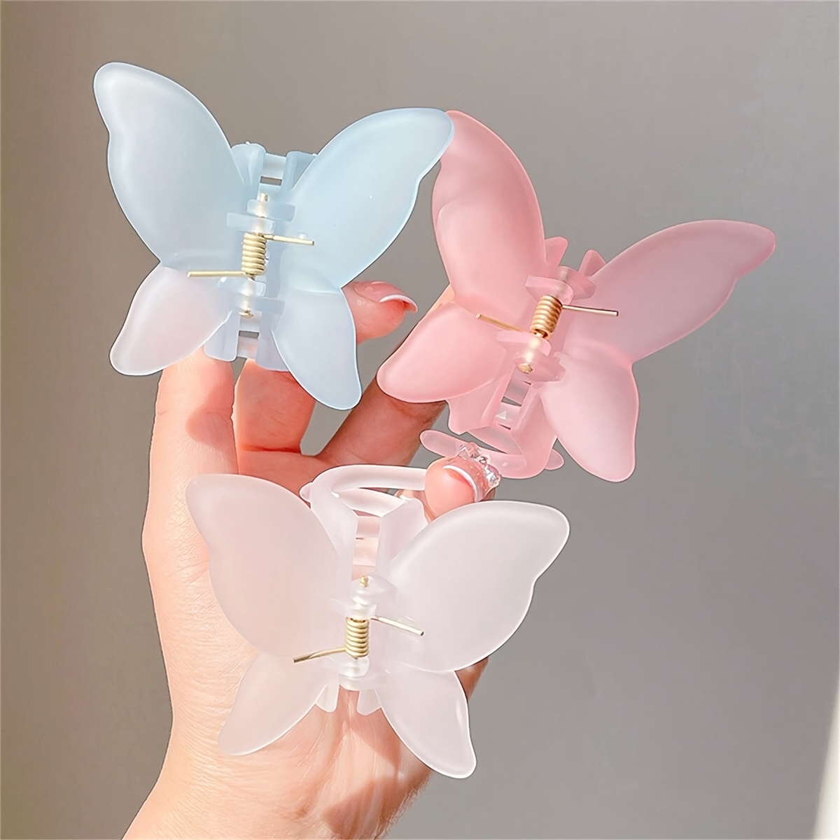 

3pcs Bohemian Matte Hair Claw Clips Set, Cute Plastic Bowknot Mini Hairpins, Small High Ponytail Holders For Girls & Women