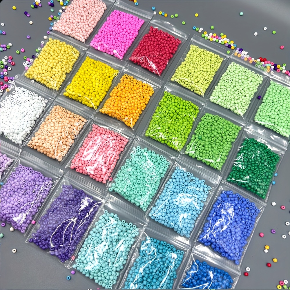 TEMU 8000pcs Of 24-color Glass Seed Beads, Sized 3mm/0.118 Inch, For Jewelry Crafts, Perfect For Making Bracelets, Necklaces, Earrings, And Phone