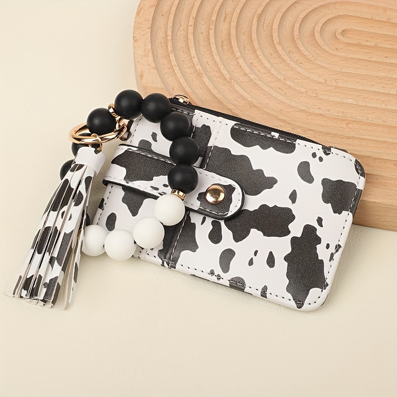 

1pcs Bracelet Bag Bracelet Keychain Women' Set Cow Pattern Pu Detachable Bag Keychain Bracelet Keyring For For Mom Bag