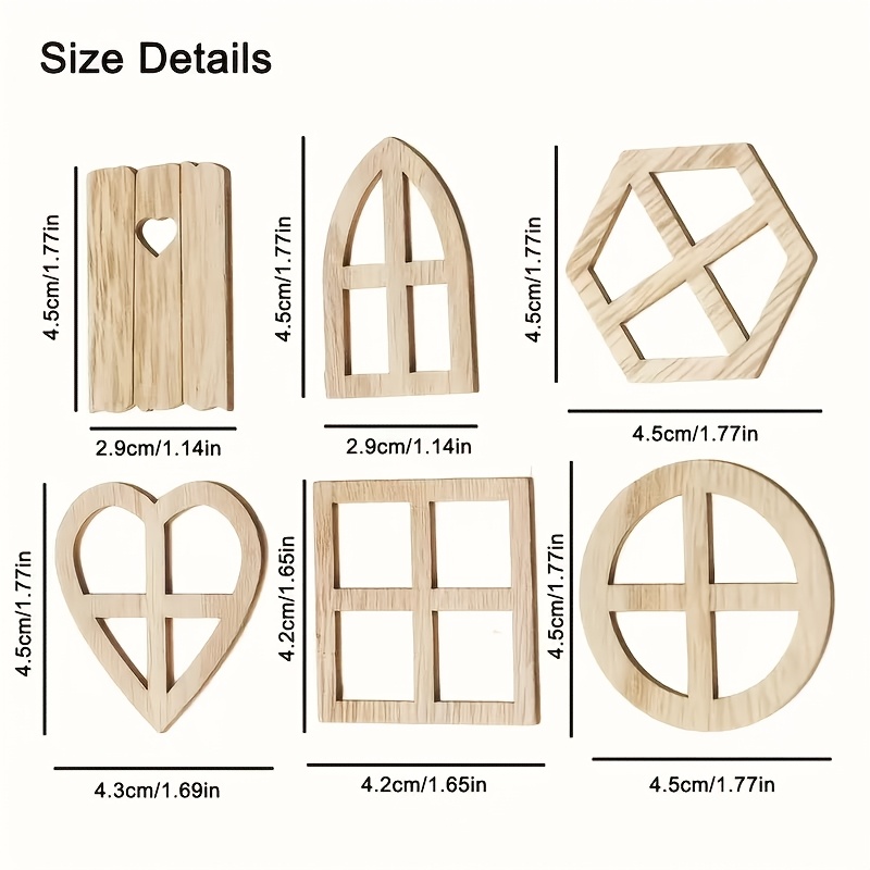 TEMU 30pcs Dollhouse Miniature Wooden Cutouts - 6 Styles Of Hollow-out Decorative Pieces For Home Decor, Christmas Yard Accessories, And Miniature