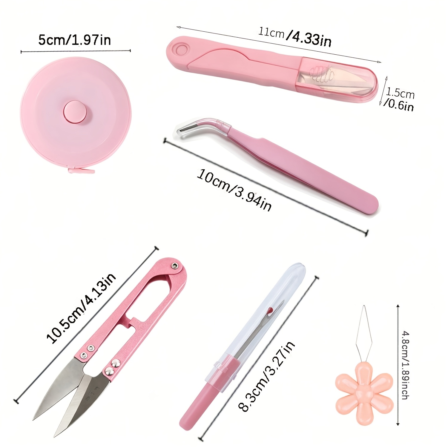 7pcs Pink Sewing Tool Set with Storage Box