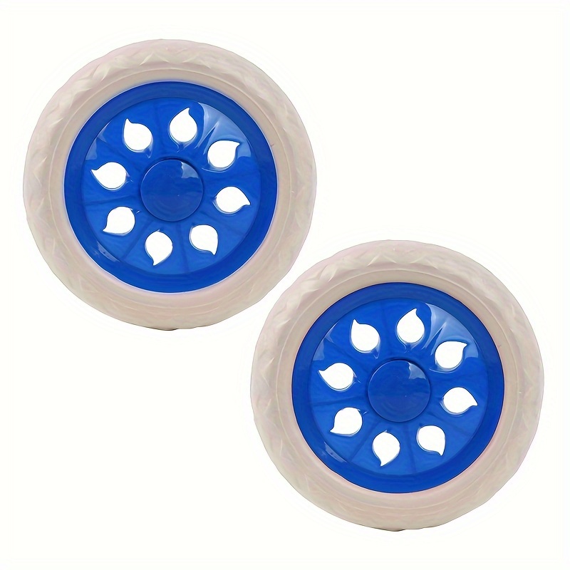 

2pcs Shopping Cart Plastic Foam Wheels With Blue Spokes, Metal Finish Type Other Types, 16cm Diameter - Durable And Sturdy For Smooth Rolling