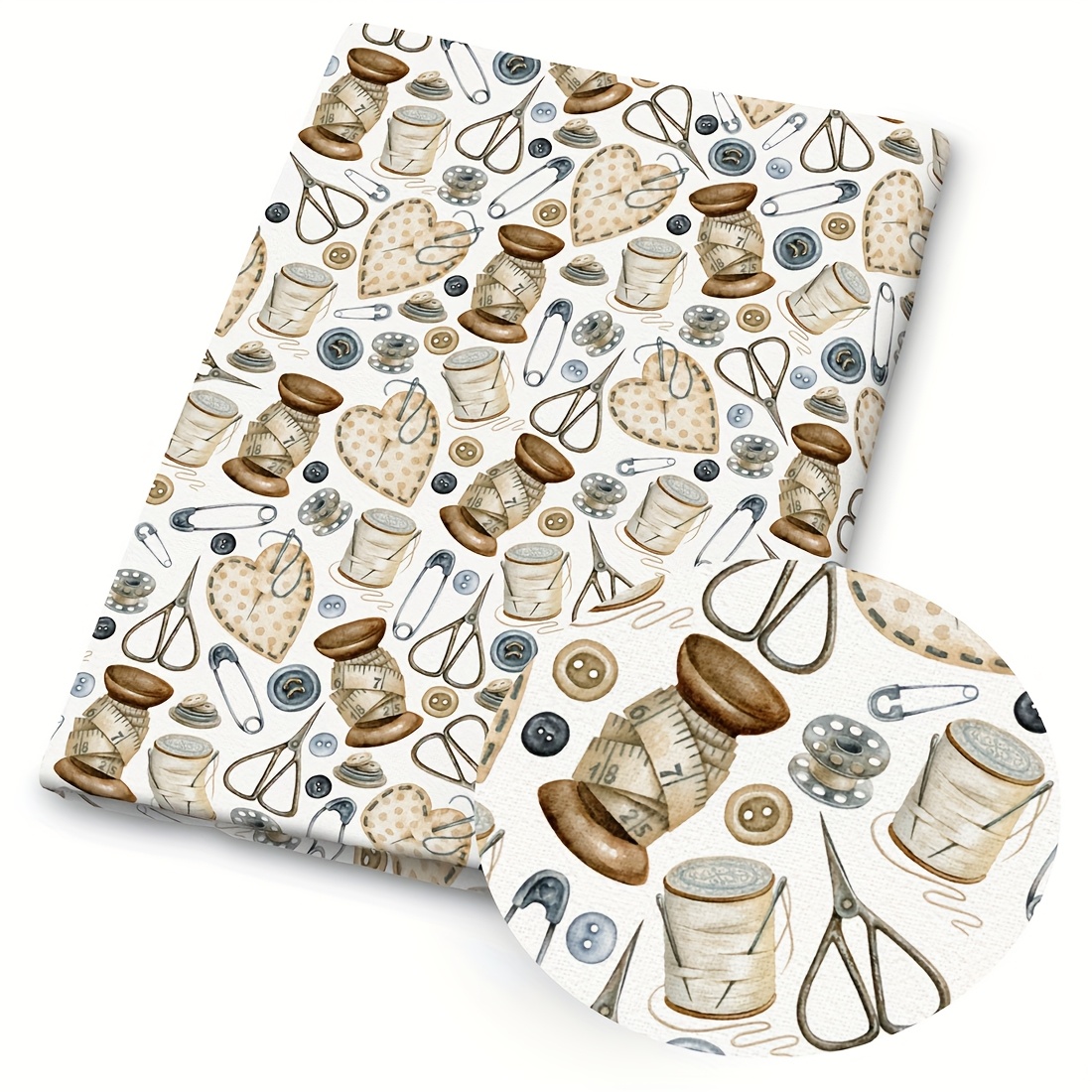 E-shop 1 Stück Nähdruck Stoff - 150 x 50 cm (59 x 19,68 Zoll) Polyester Stoff mit Vintage Nähmuster Mustern - Geeignet zum Nähen, Scrapbooking,