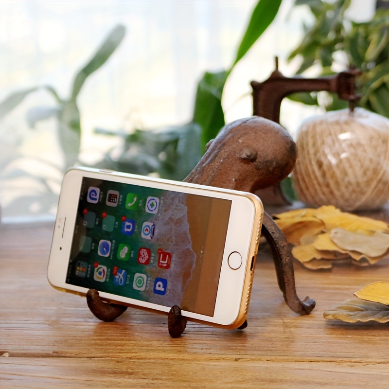TEMU Statue Stand | Tablet And Phone Holder Business Card Holder, Ocean Theme Decor, Humorous Design Ornament, Durable Cast Iron Material, No