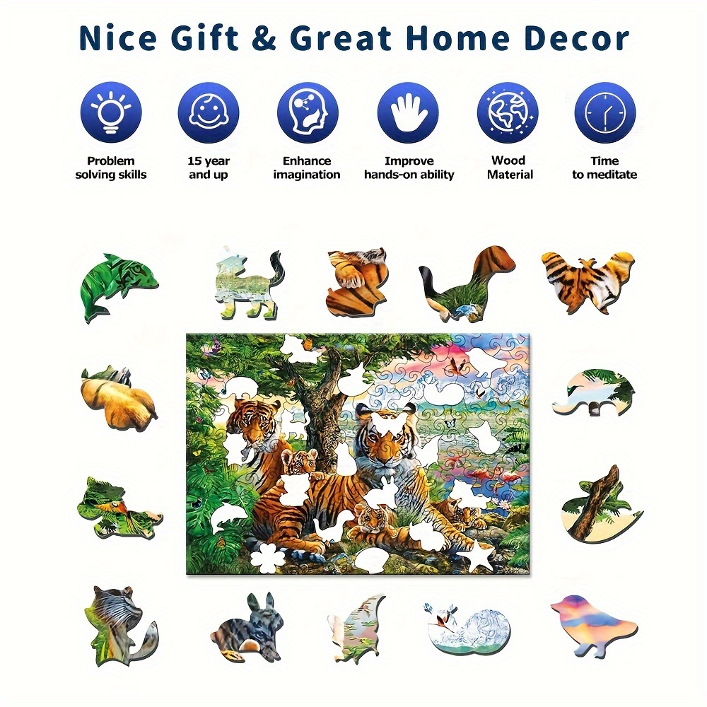 Wooden Jigsaw Puzzles, Unique Shape Wood Puzzle, Best Gift for