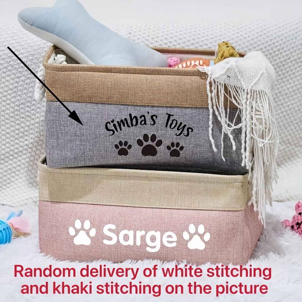 TEMU (random Color)custom- Linen Foldable Basket, A Durable Personalized Storage Bin With Sturdy Handles, Suitable For Collectibles, Home Storage,