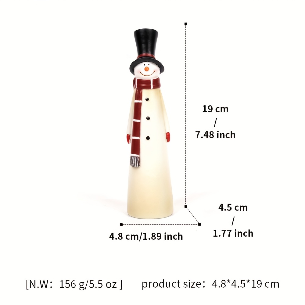 E-shop 1 Stück selbststehende Schneemann-Figur mit schwarzem Zylinder & rotem Schal – schwerer Resin-Standfuß für Innen- Außendekoration, kein