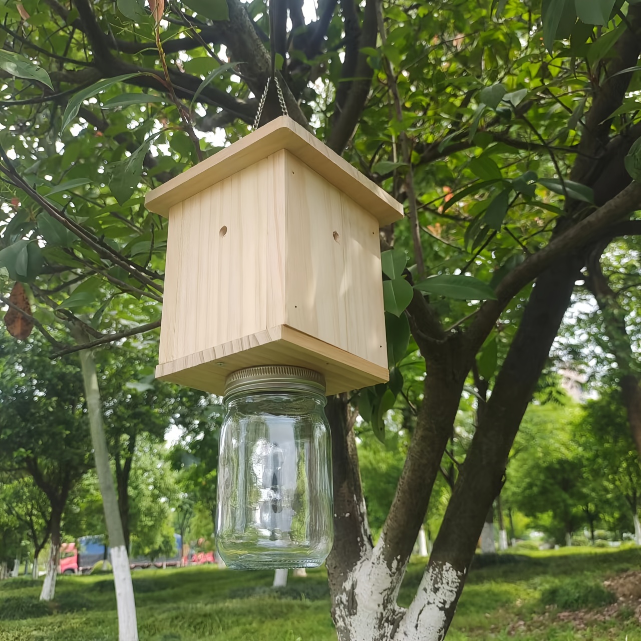 Hanging Wooden Carpenter Bee Trap Wood Style - Temu