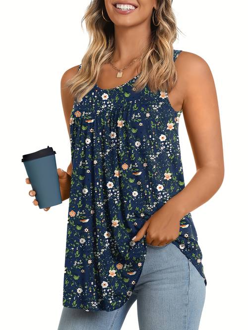 2025 european and casual loose round neck ruched sleeveless vest