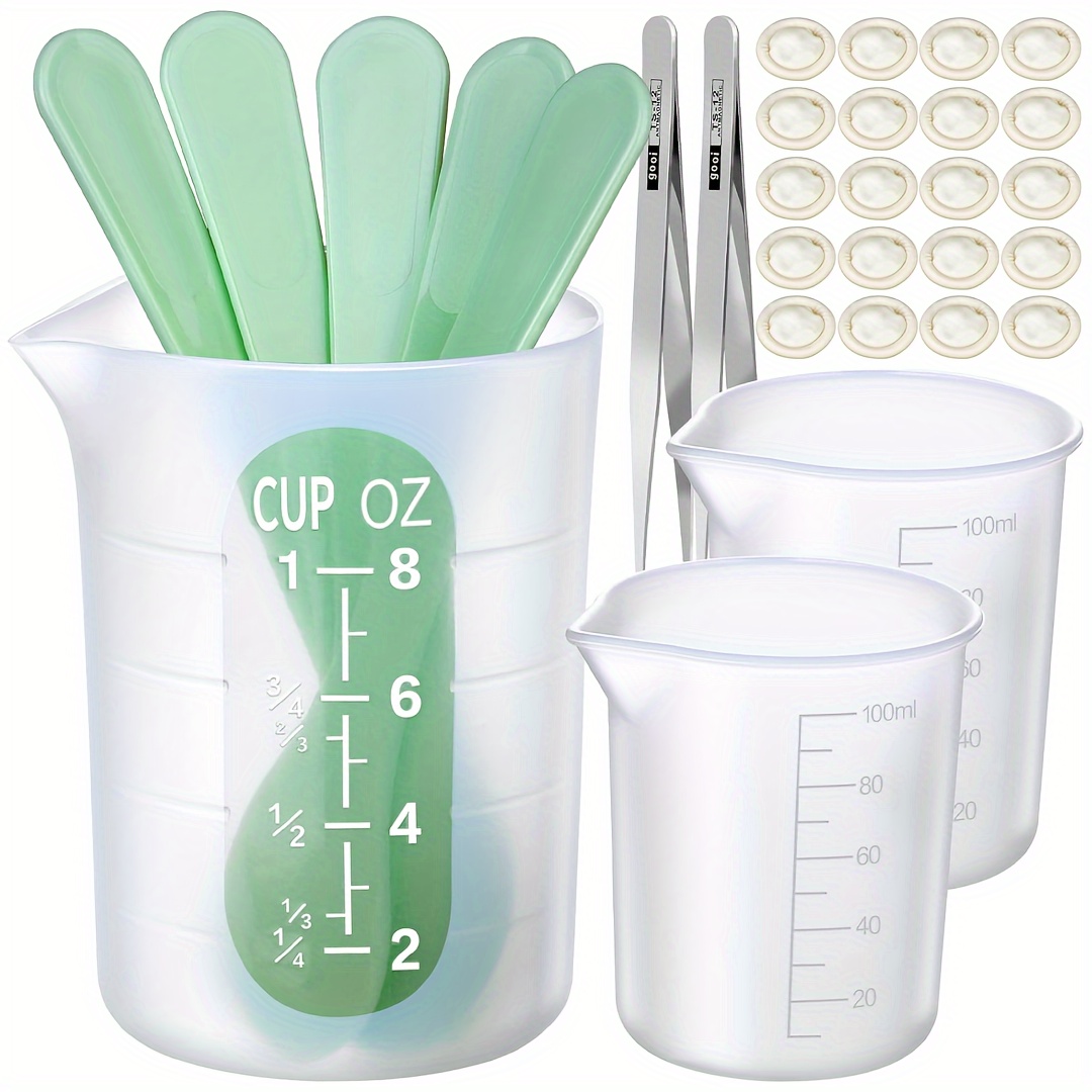 

30-piece Resin Silicone Measuring Cup Set With Mixing Spoons, Finger Cots, Tweezers For Diy Crafts, Epoxy Resin, Casting Molds, And Jewelry Making - Durable Plastic Material, No Power Supply Needed