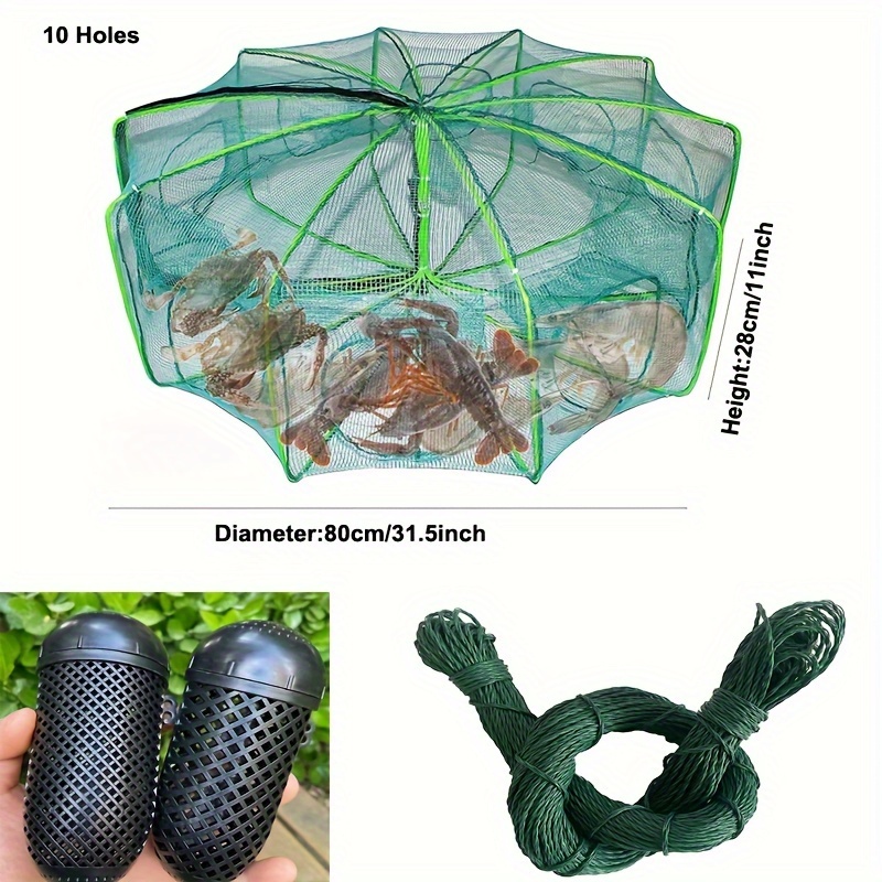 Foldable Fishing Trap,2024 Upgrade Auto-foldable Fishing Trap Net,fishing Bait Trap Portable With Fishing Bait Cage And Cage Rope For Crab Fish Minnow Shrimp