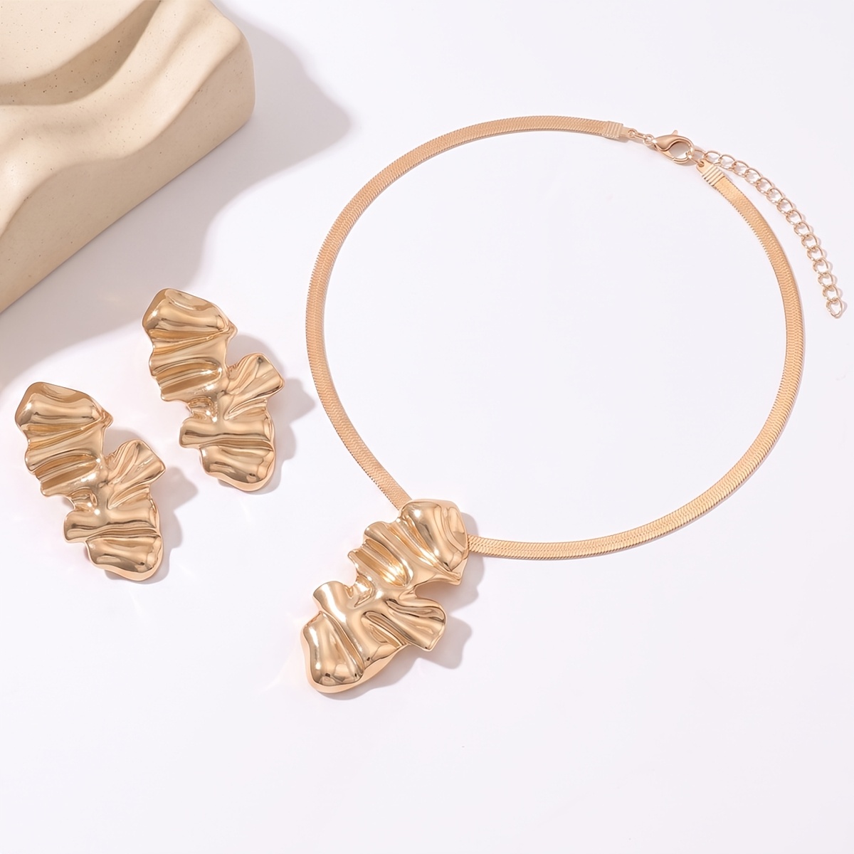 2pcs Women's Jewelry Set, Retro Snake Chain with Stud Earrings