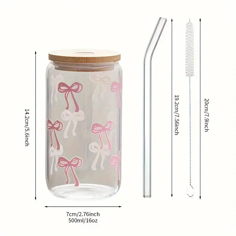16oz pink bow tumbler with bamboo lid and straw insulated reusable suitable for hot and cold drinks perfect with smoothies iced beer home office parties cute tumbler with lid and straw local warehouse christmas gifts Product details 1
