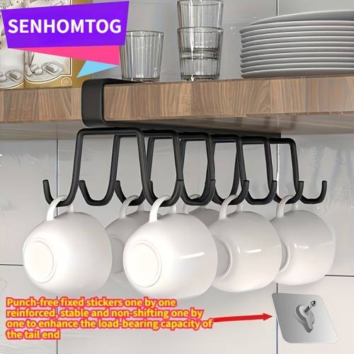 double row with a total of 12 hooks stainless steel cup hook hanger space saving kitchen storage organizer durable and easy to clean punch suitable for coffee cups cups and tableware kitchen storage solutions kitchen storage