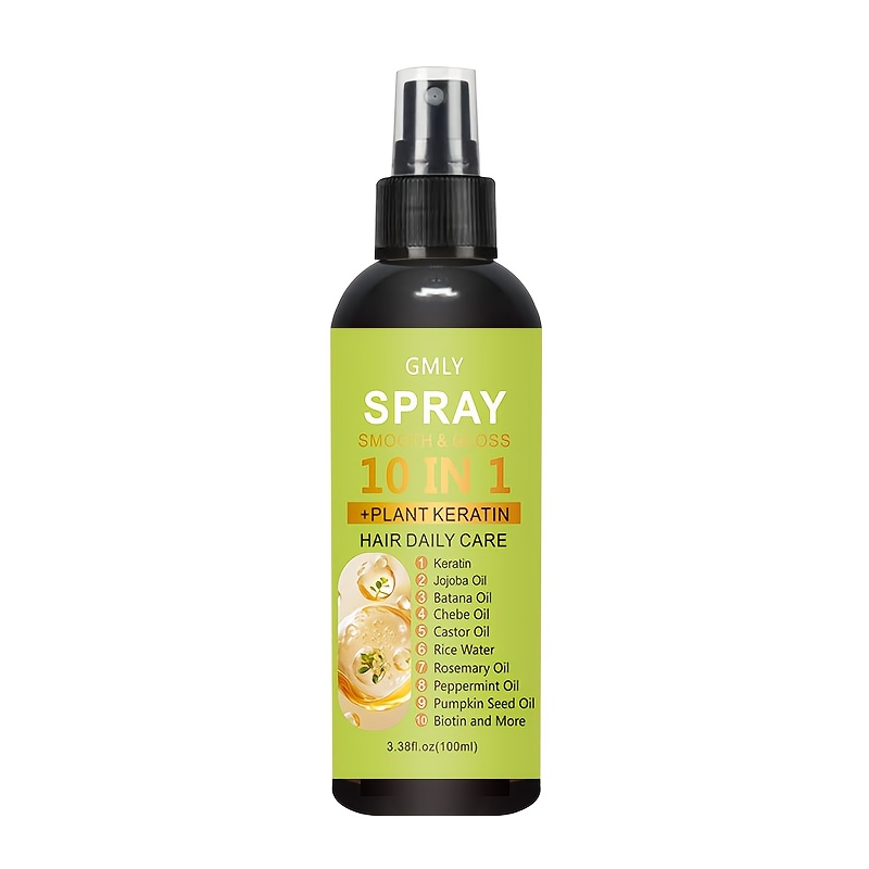 Image of 100ml 10-in-1 Hair Spray With Keratin, Rosemary Blend For Long-lasting Smoothness Up To 72 Hours, Heat Damage Protection, To Frizz, Easy Absorption, Conditioner