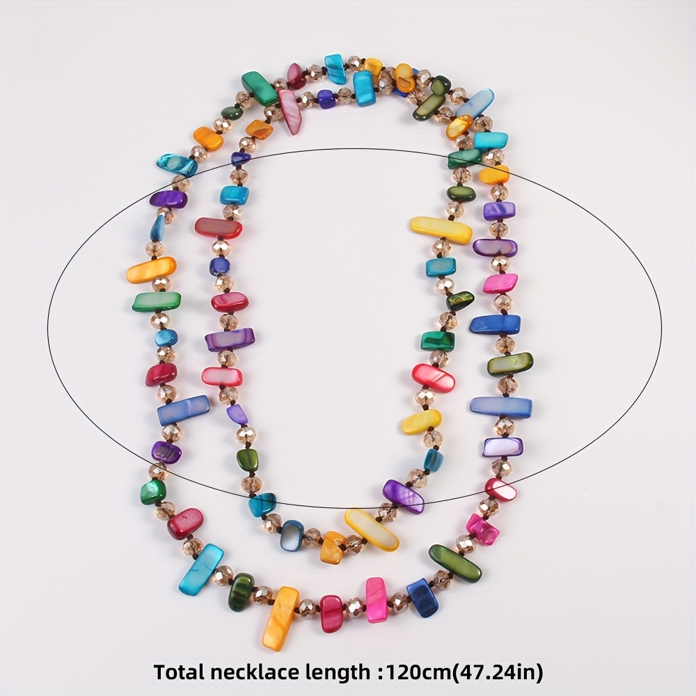 Bohemian Colorful Shell Glass Layer Long Necklace for Women