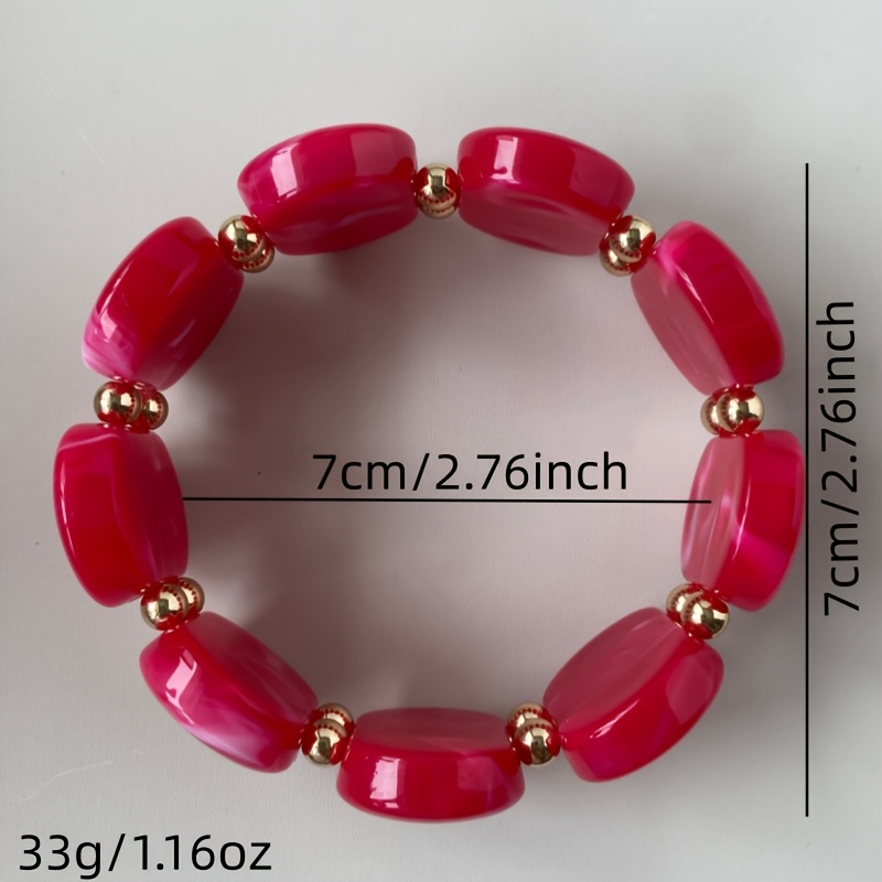 Colorful Ombre Resin Bead Bracelet, Geometric Bangle