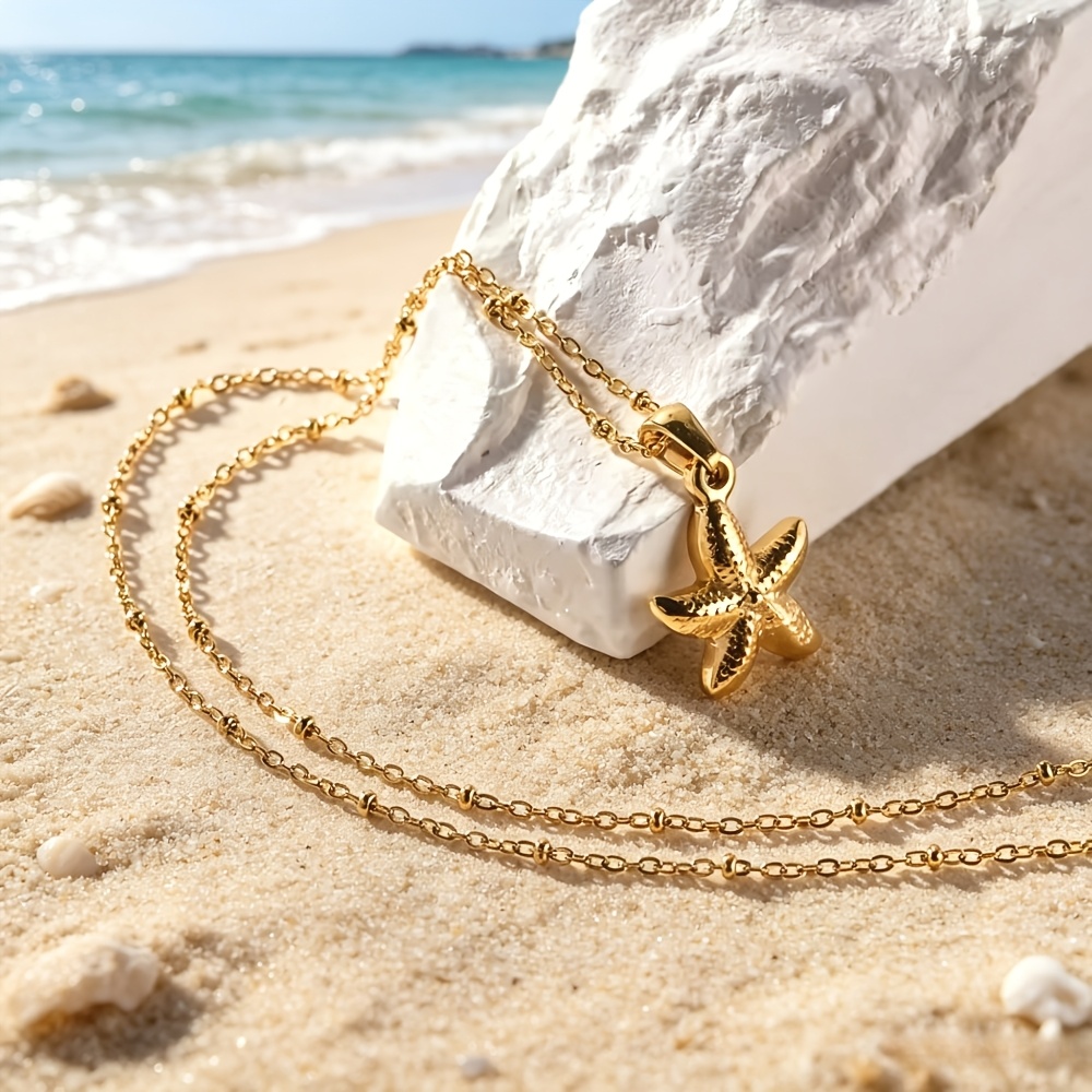 Stainless Steel Starfish Pendant Necklace for Women