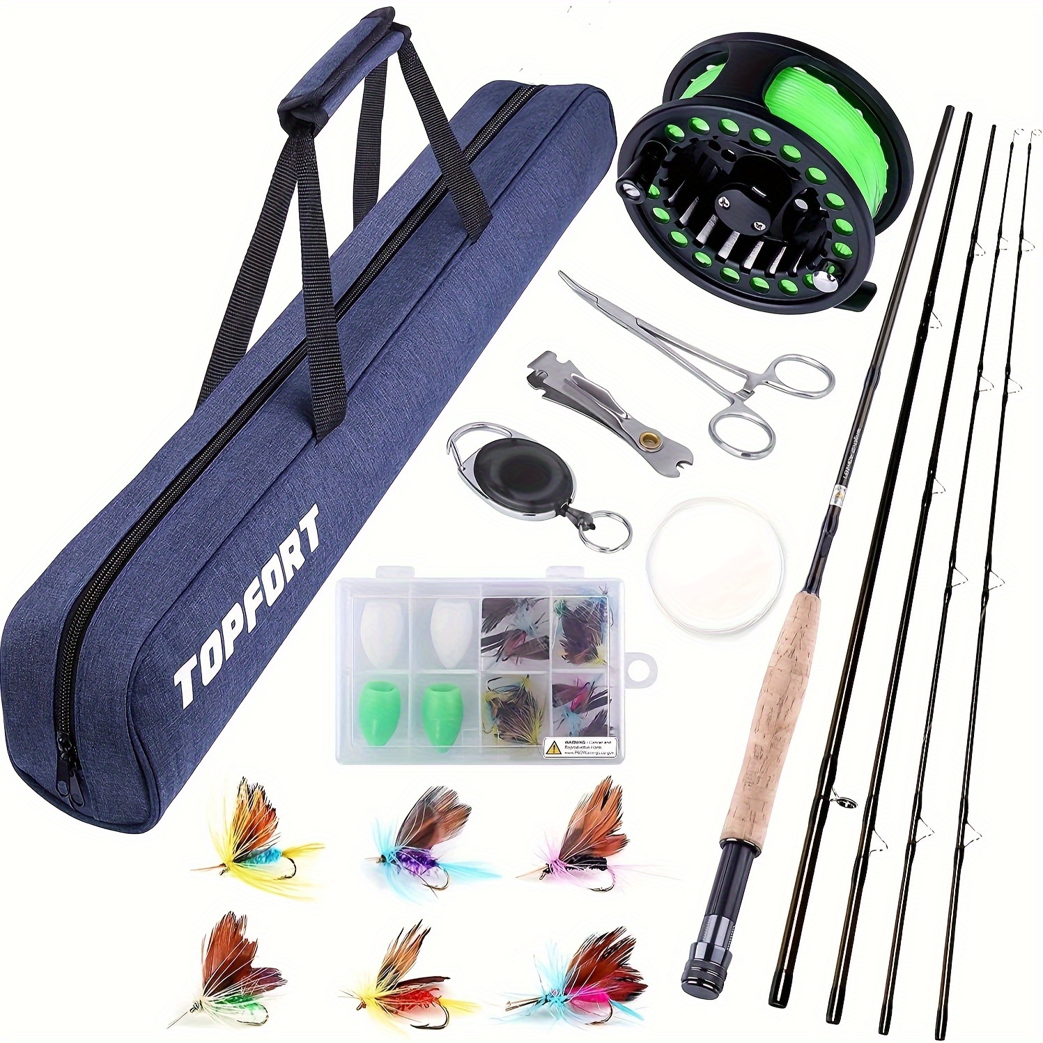 

Topfort Fly Fishing Rod And Reel Combo Starter Kit, 4 Piece Lightweight Ultra-portable Graphite Fly Rod Complete Starter Package With Carrier Bag